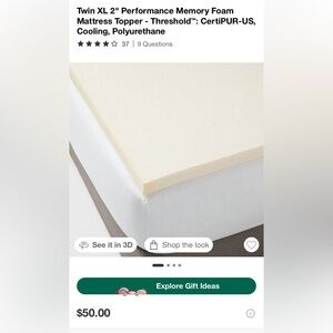 Twin XL Memory Foam Mattress Topper